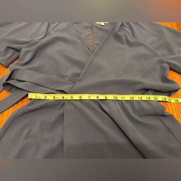 Gianni Bini Iris Blue Grey Mini Wrap Dress with Cut Out Sleeves - Picture 9 of 14